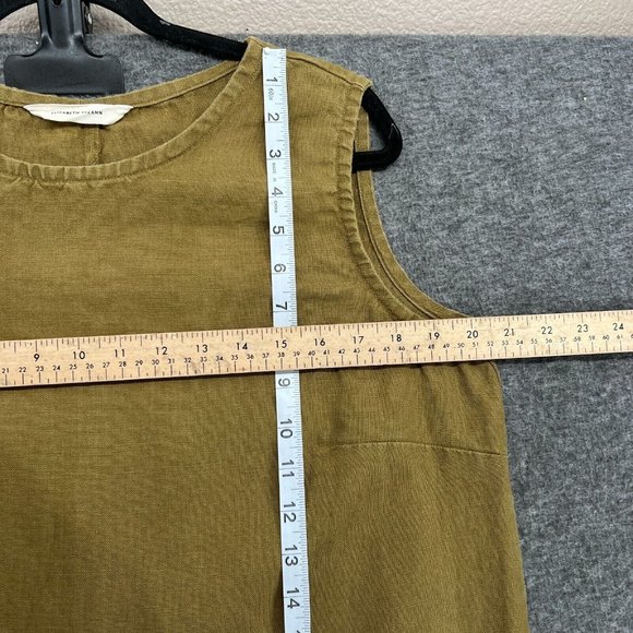 Elizabeth Suzann Dress Womens Large Green 100% Linen A Line Heavy Midi Lagenlook - Picture 7 of 13